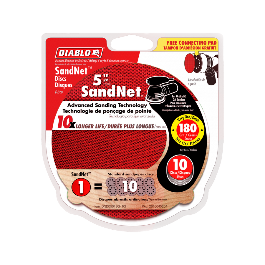 Diablo 125mm Orbital Sandnet Discs 10 Pack - 180 Grit - Clog-Reducing Design - SuperSaverAU - view 1