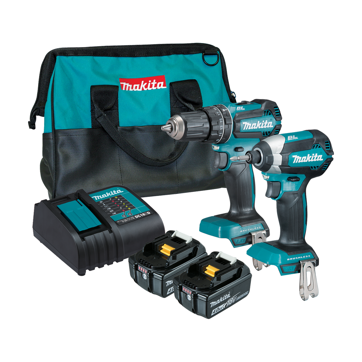 Makita 18V Brushless Combo Kit - 2 Piece - Plastic/Metal - Includes Batteries - SuperSaverAU - view 1
