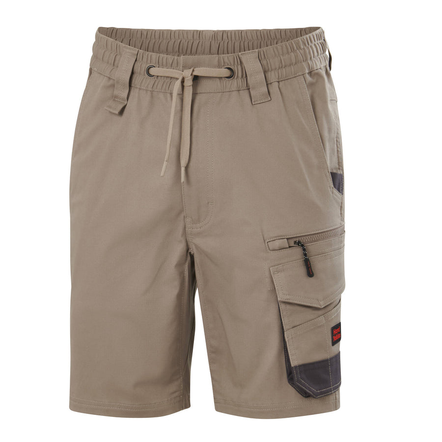 Hard Yakka Men's Tough Utility Mid Length Shorts, Desert, Cotton-Rich, Ruler Pocket, Size 82R