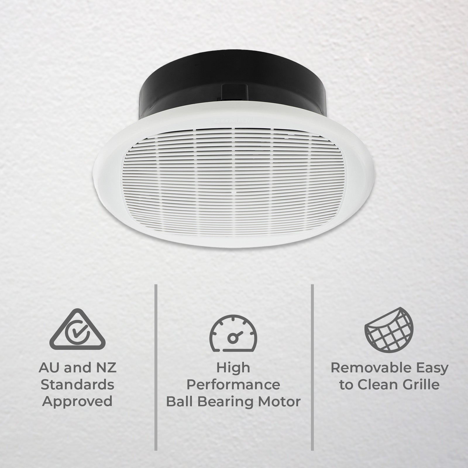 DETA 250mm White DC Energy Efficient Ceiling Exhaust Fan 240V 18W DE250