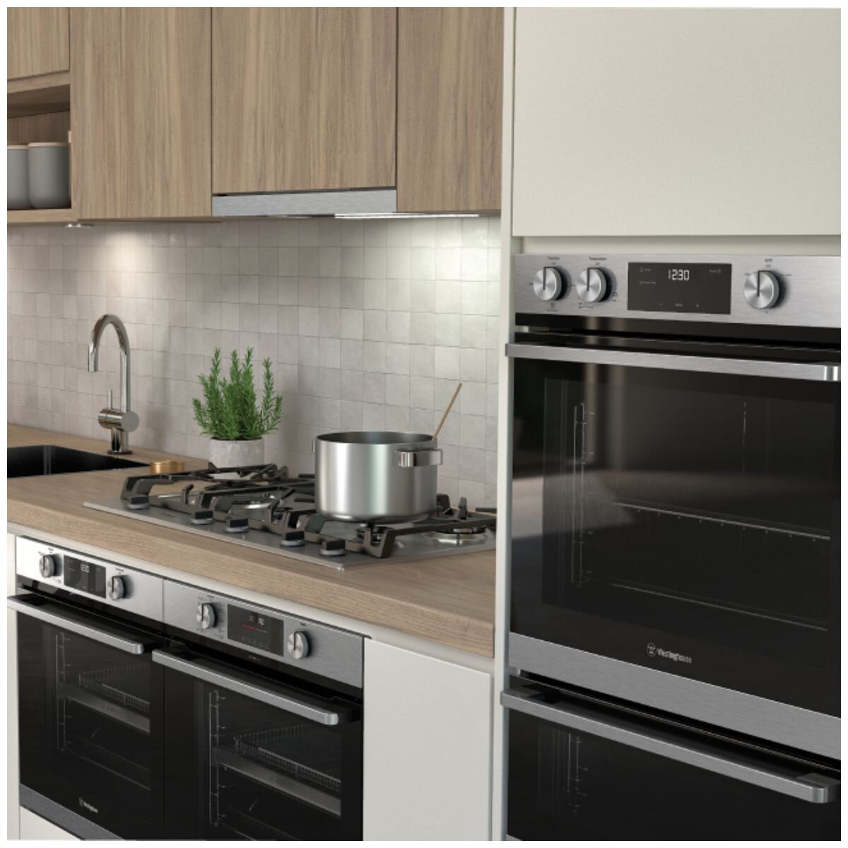 Westinghouse 60cm multi-function oven - AirFry, 80L gross capacity, stainless steel - WVE6516SD