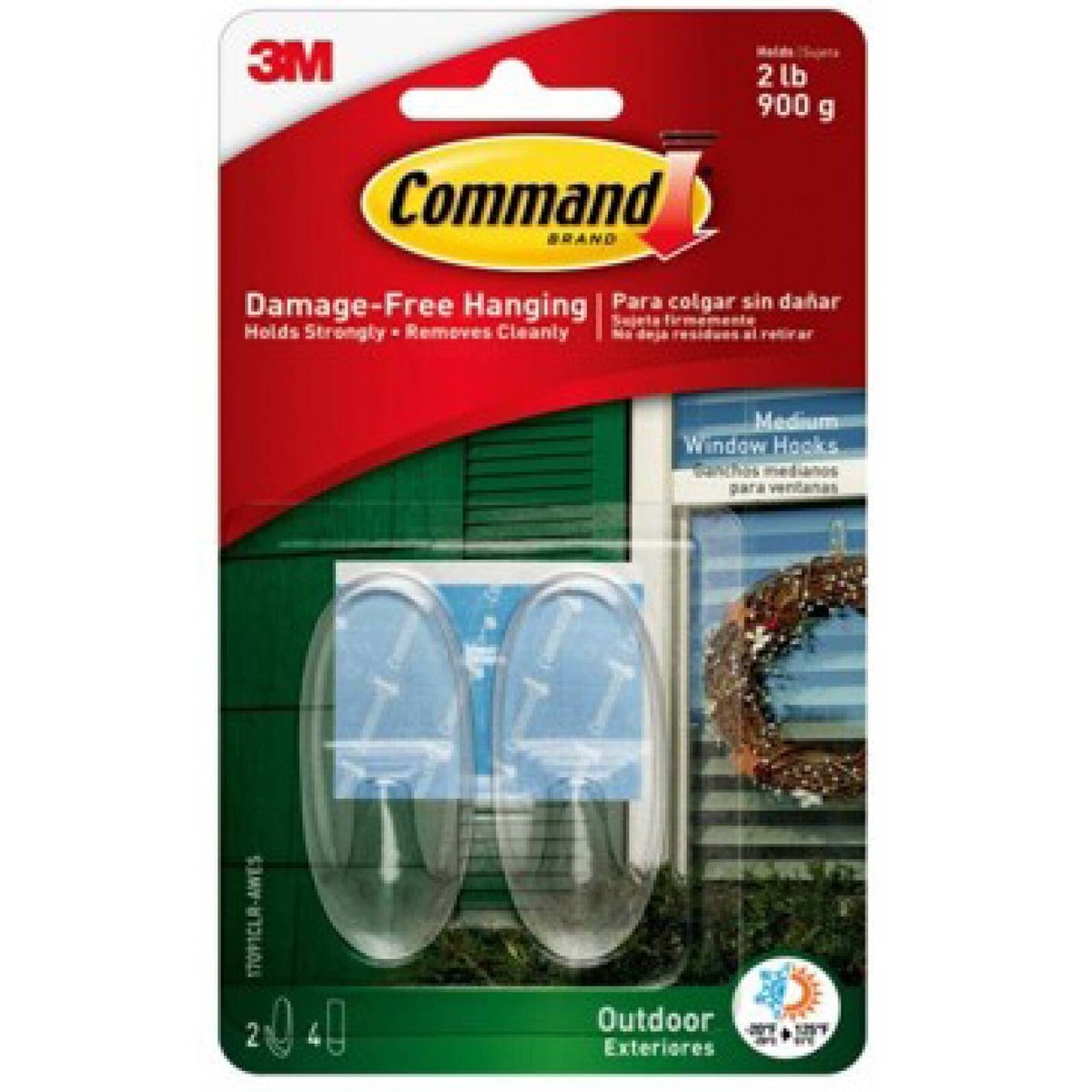 Command Outdoor Medium Clear Window Hooks - 2 Pack - Weather-Resistant - Damage-Free Hanging - SuperSaverAU - view 1