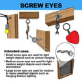 Everhang 20mm Zinc Plated Screw Eye Hook - 10 Pack