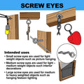 Everhang 20mm Zinc Plated Screw Eye Hook 2pk - Silver - Model 72435 - SuperSaverAU - view 2