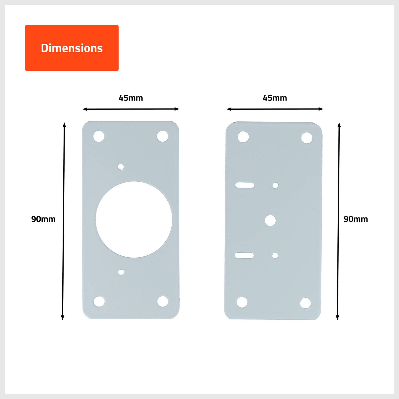 Taskmaster 90 x 45mm White Hinge Repair Plate - 2 Pack