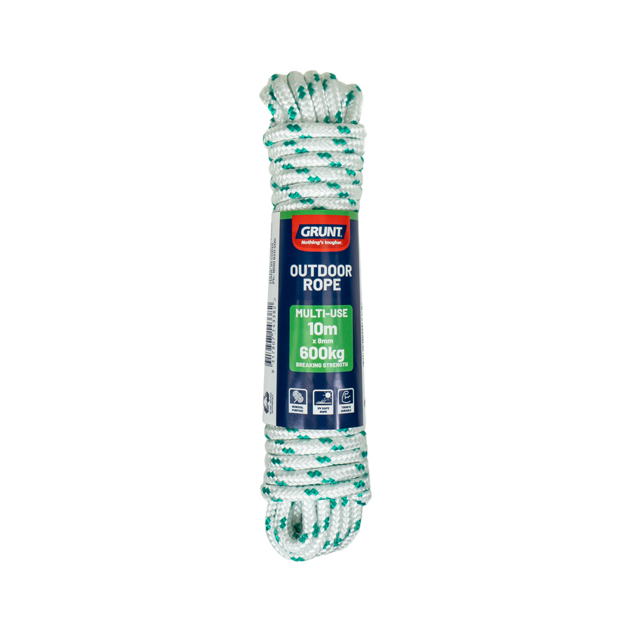 Grunt Outdoor Rope 8mm x 10m PP Multi-Filament UV Safe Durable - SuperSaverAU - view 1