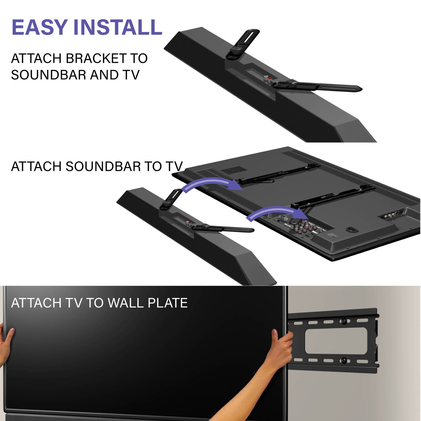 Sanus Soundbar Wall Mount, Holds Soundbars Up to 6.8kg, Horizontal, Hardware Included