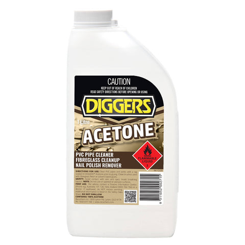 Diggers 1L Acetone Cleaning Solvent Low VOC Indoor Outdoor