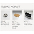 Oliveri Monet Double Bowl Topmount Sink - Left Hand Drainer - Colander and Preparation Board - MO772