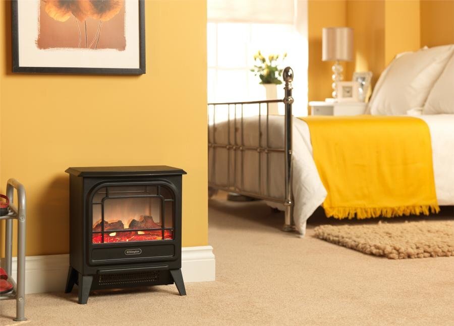 Dimplex 1.2kW Microstove electric fire heater - black cast effect finish, Optiflame LED - MCFSTV12-AU