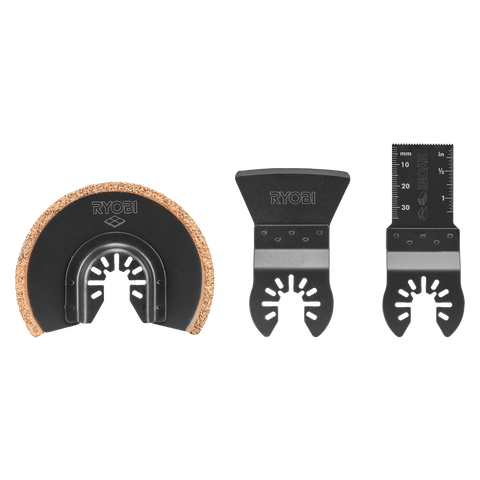 Ryobi 3 Piece Multi Tool Tile Blade Set RMTBT3S Grout, Plunge & Scraper