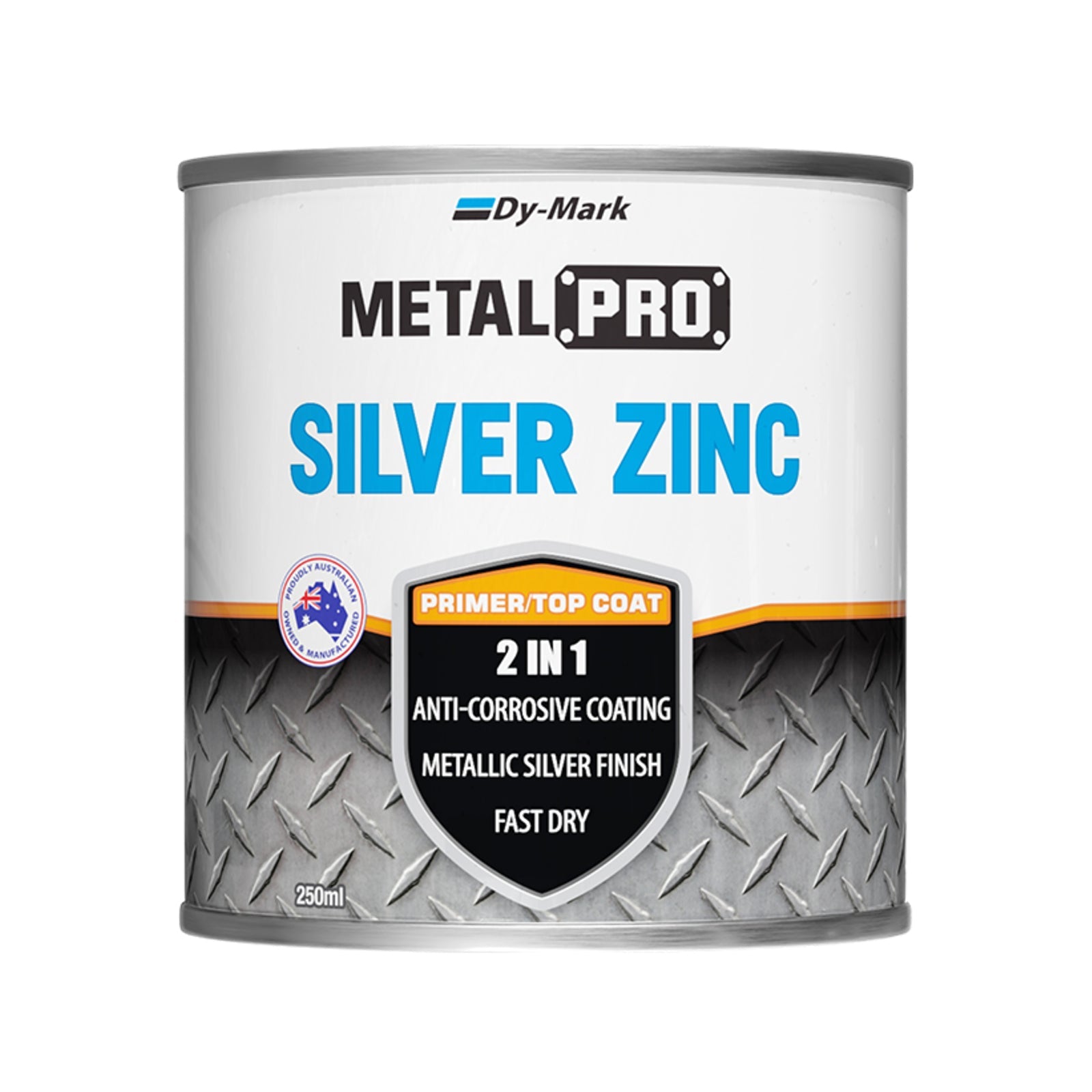 Dy-Mark 250ml Silver Zinc MetalPro Metal Paint - SuperSaverAU - view 1