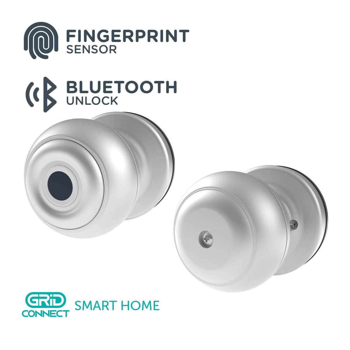 Orion Grid Connect Smart Door Knob Lock - Keyless Entry - 54mm - Bluetooth