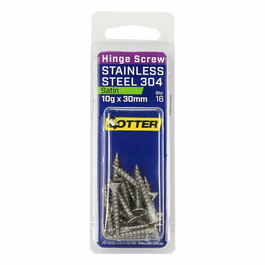 Otter 10 x 30mm Satin Stainless Steel 304 Hinge Screws 16 Pack - SuperSaverAU - view 1