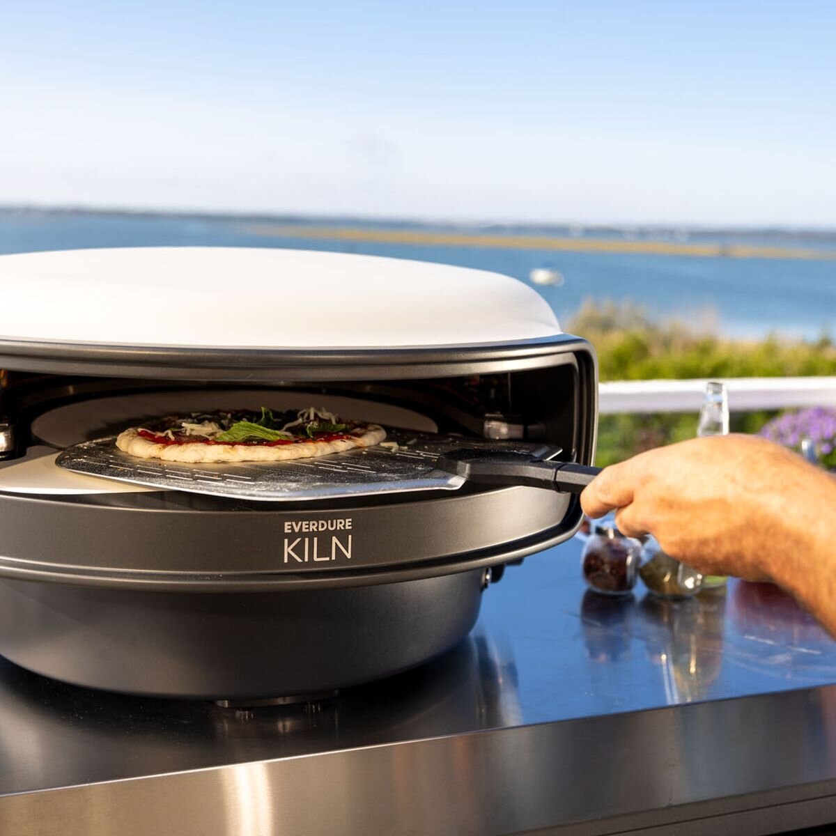 Everdure Kiln R Series 2 burner LPG pizza oven - graphite cabinet, rotating turntable, 400°C - EKILN2G