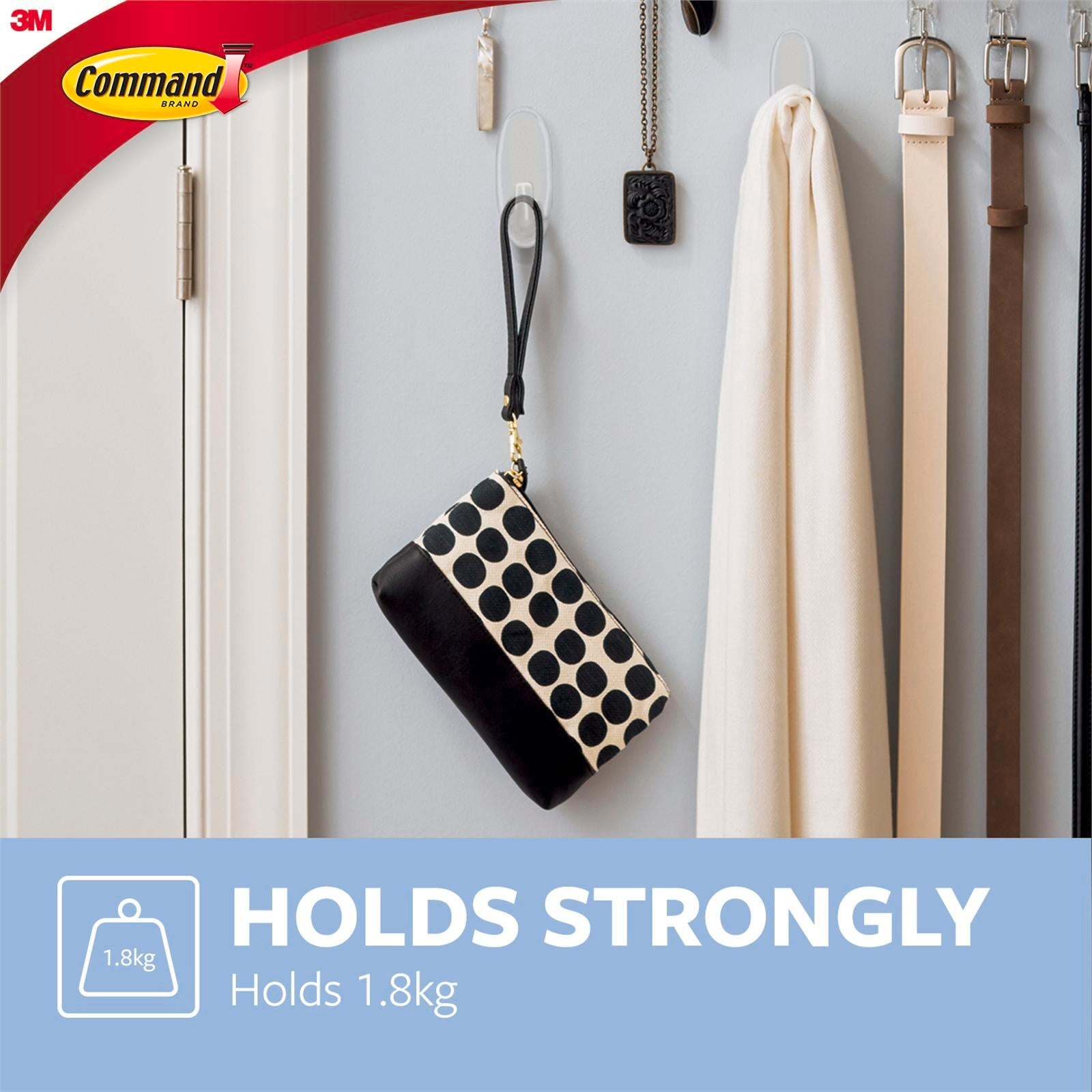 Command Large Clear Adhesive Wall Hook Damage-Free