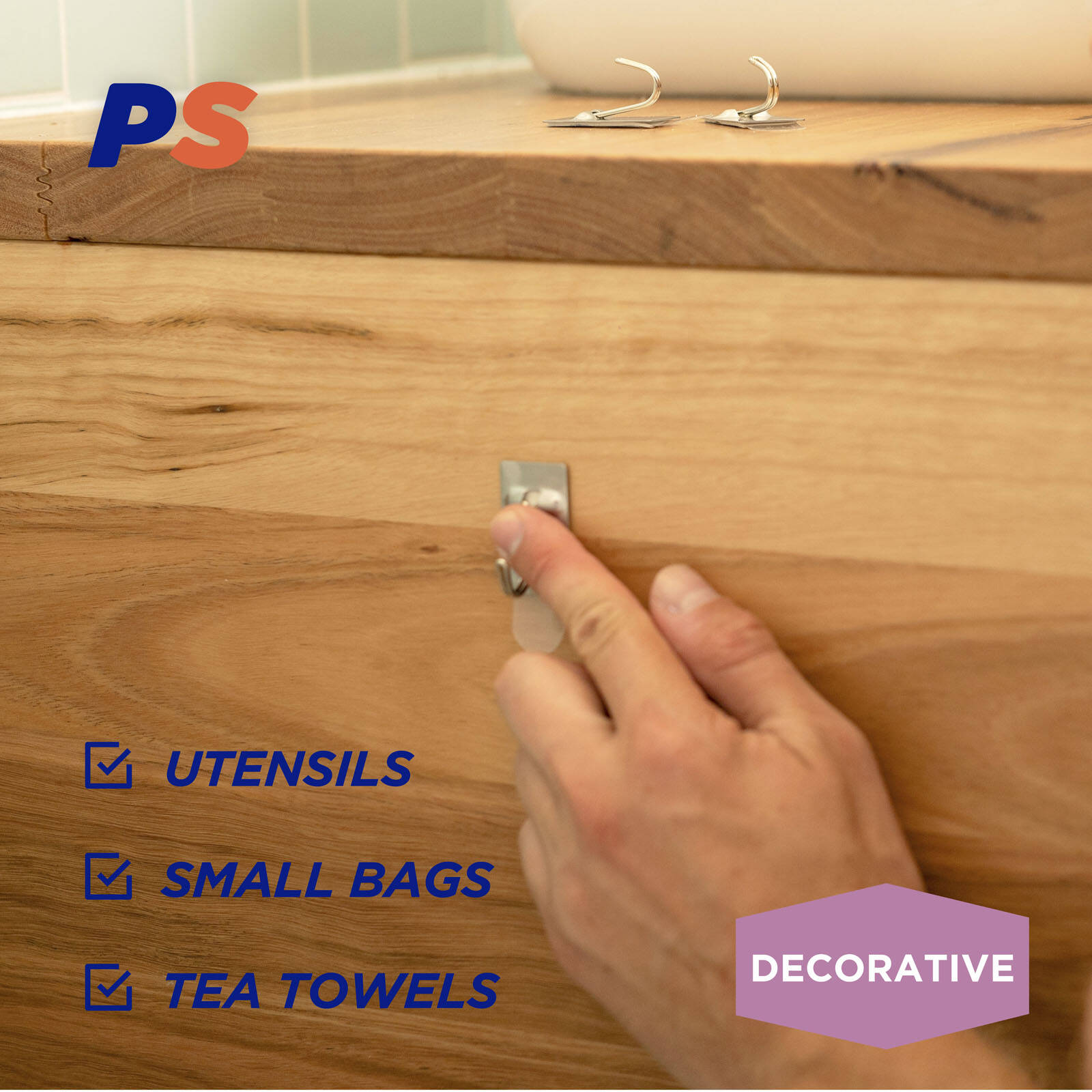 Permastik Small Stainless Steel Kitchen Hooks - 6 Pack
