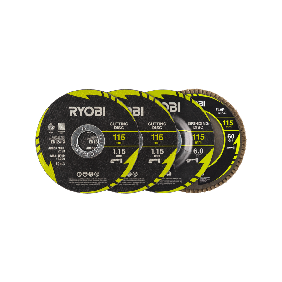 Ryobi 4 Piece Cutting and Grinding Set - 115mm - Precision Metalworking Tools - SuperSaverAU - view 1