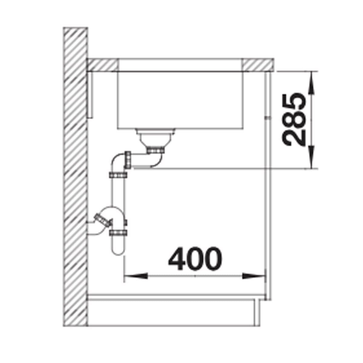 Blanco Solis 700-U undermount sink - stainless steel finish, covered C-overflow, InFino drain - 528001