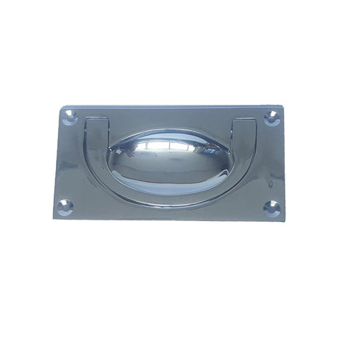 Delf Flush Drop Handle 60mm x 37mm Satin Chrome Solid Brass Easy Pull - SuperSaverAU - view 1