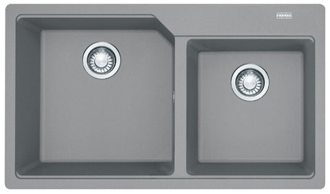 Franke Urban Granite 1 and 3/4 bowl topmount sink - Fragranite stone grey, 80% quartz - UBG220-86SG