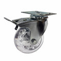 Easyroll 100mm Transparent Polyurethane Swivel Plate Brake Castor 90kg