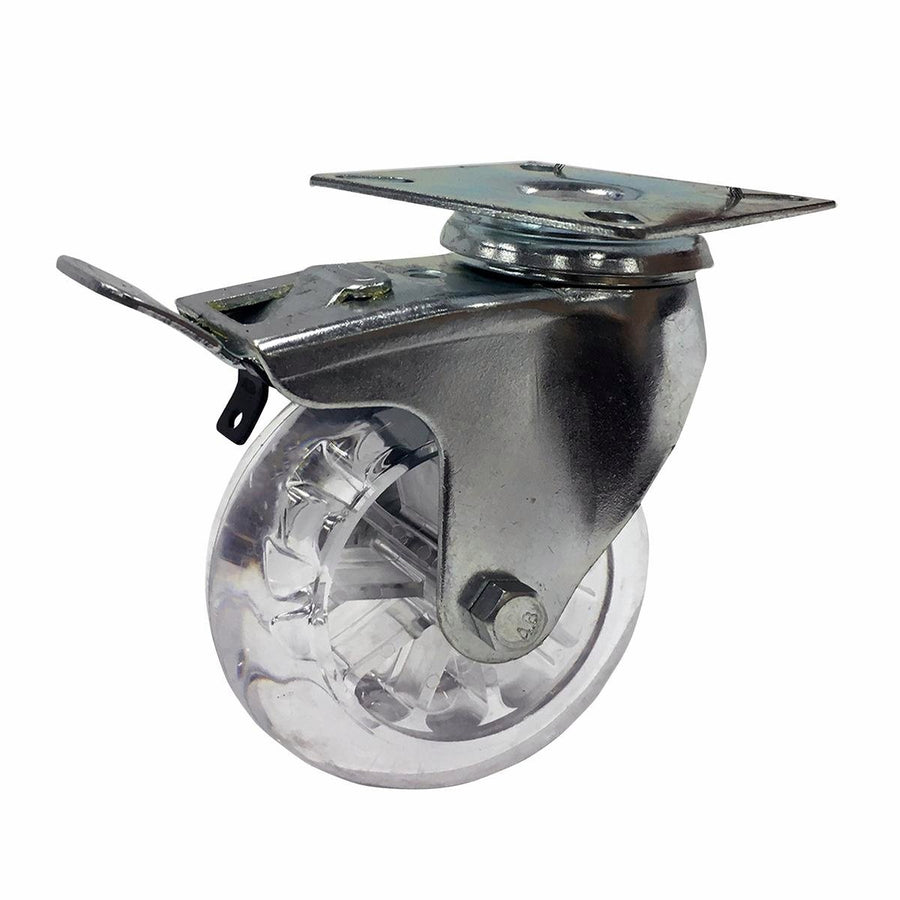 Easyroll Transparent Swivel Plate Castor 100mm Polyurethane 90kg Load - SuperSaverAU - view 1