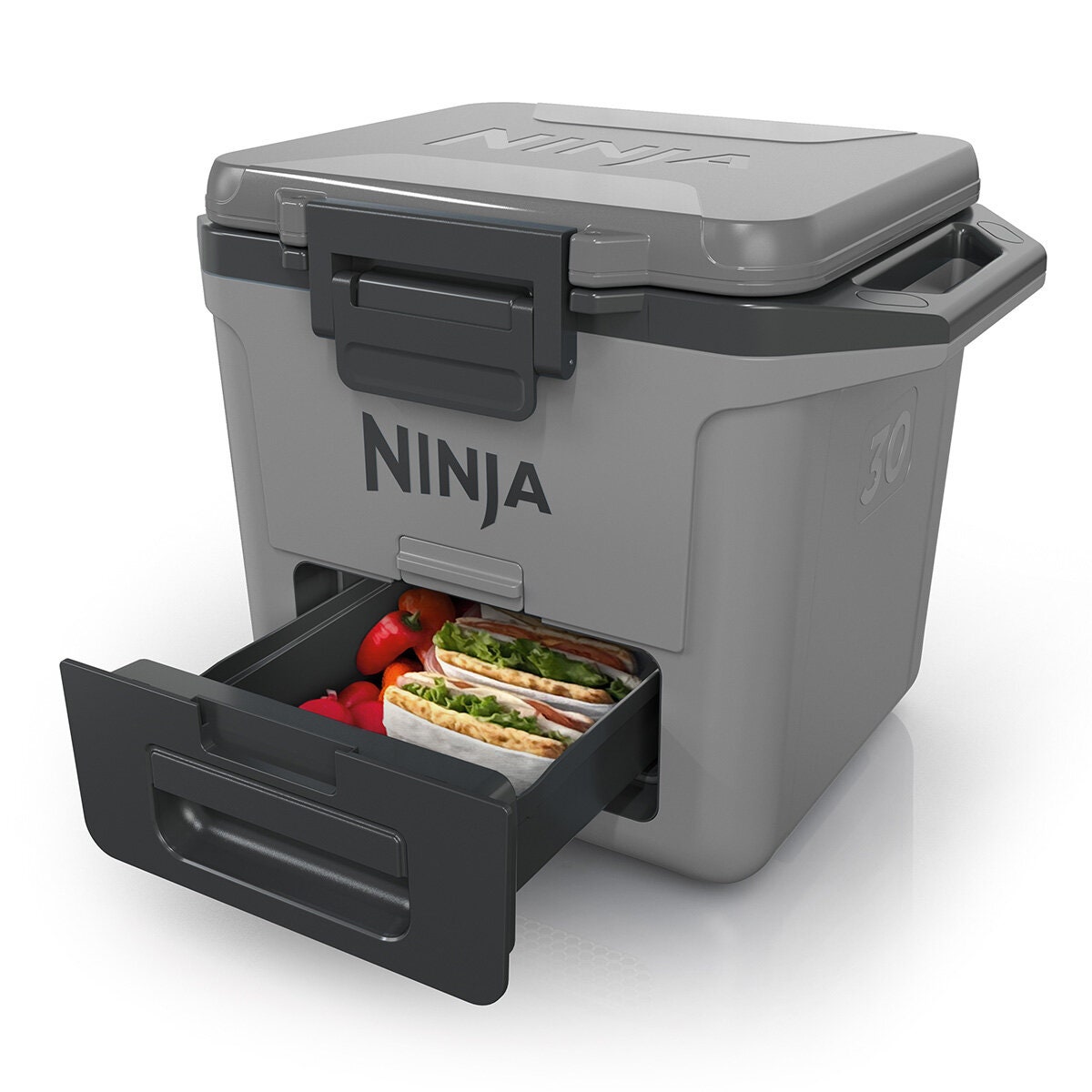Ninja 28L FrostVault Hard Cooler with Dry Zone - Slate Grey, Lockable Lid, Fits 48 Cans - FB131GY