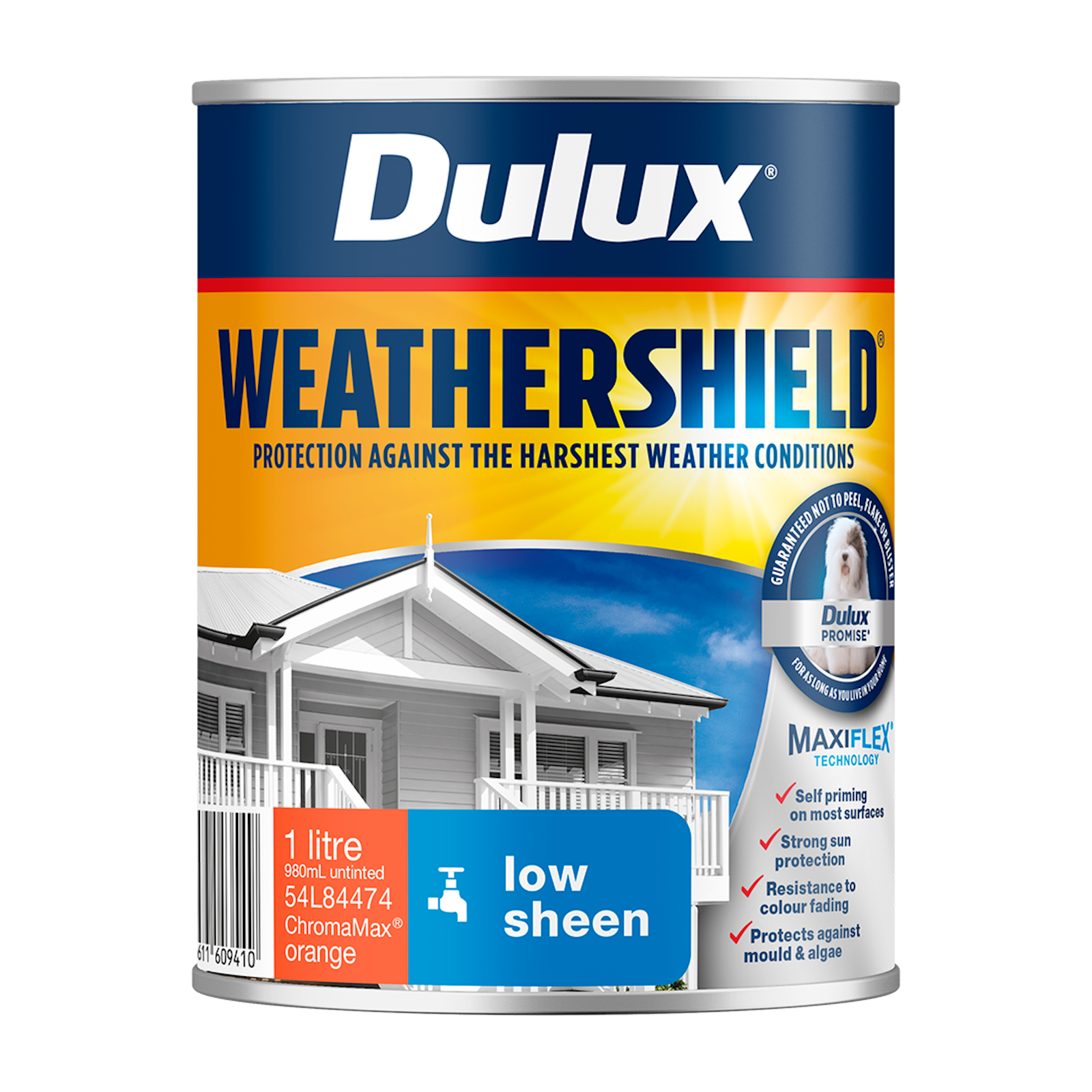 Dulux Weathershield 1L Orange Low Sheen Exterior Paint