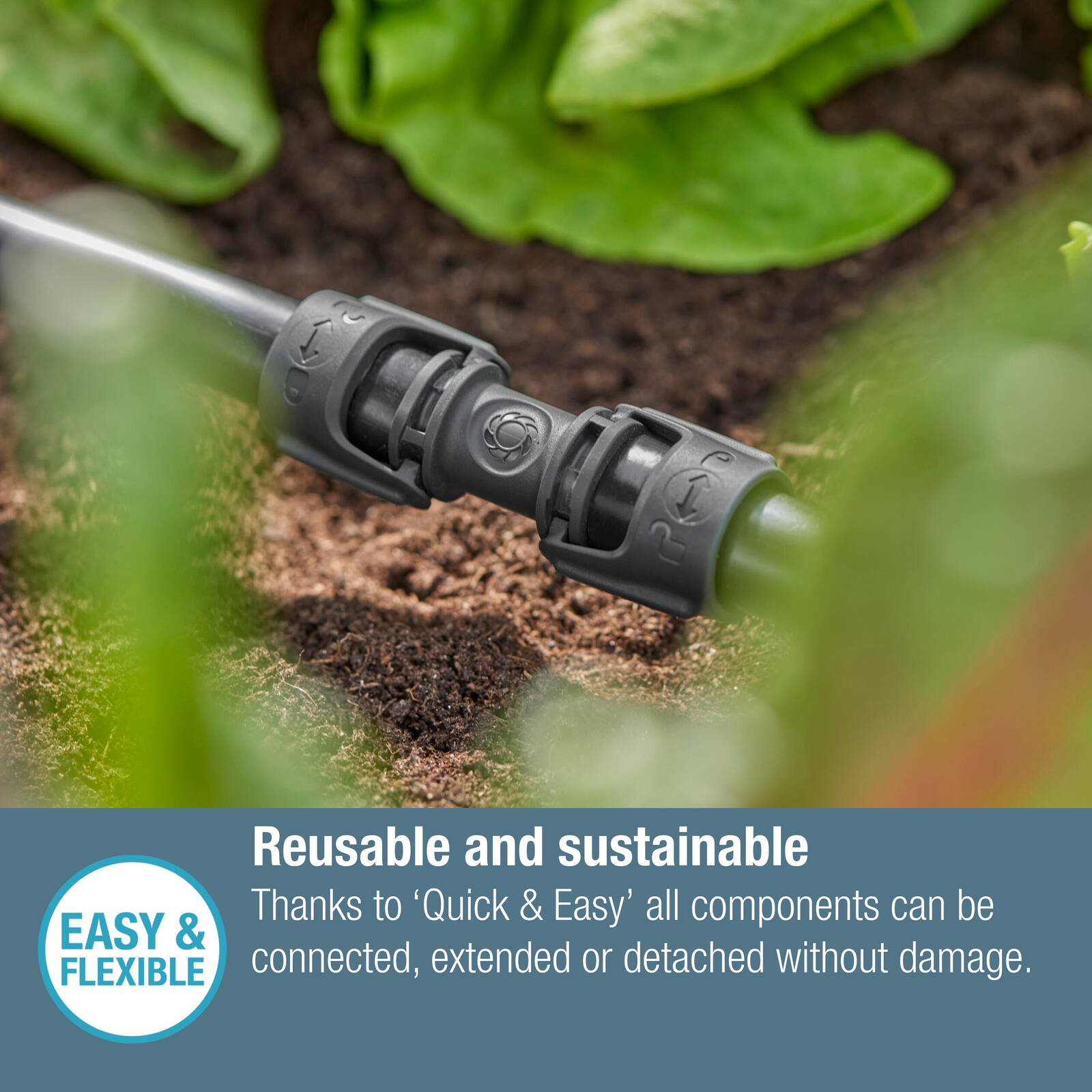 GARDENA 13mm Micro Irrigation Connector 3 Pack Black High-Impact Plastic