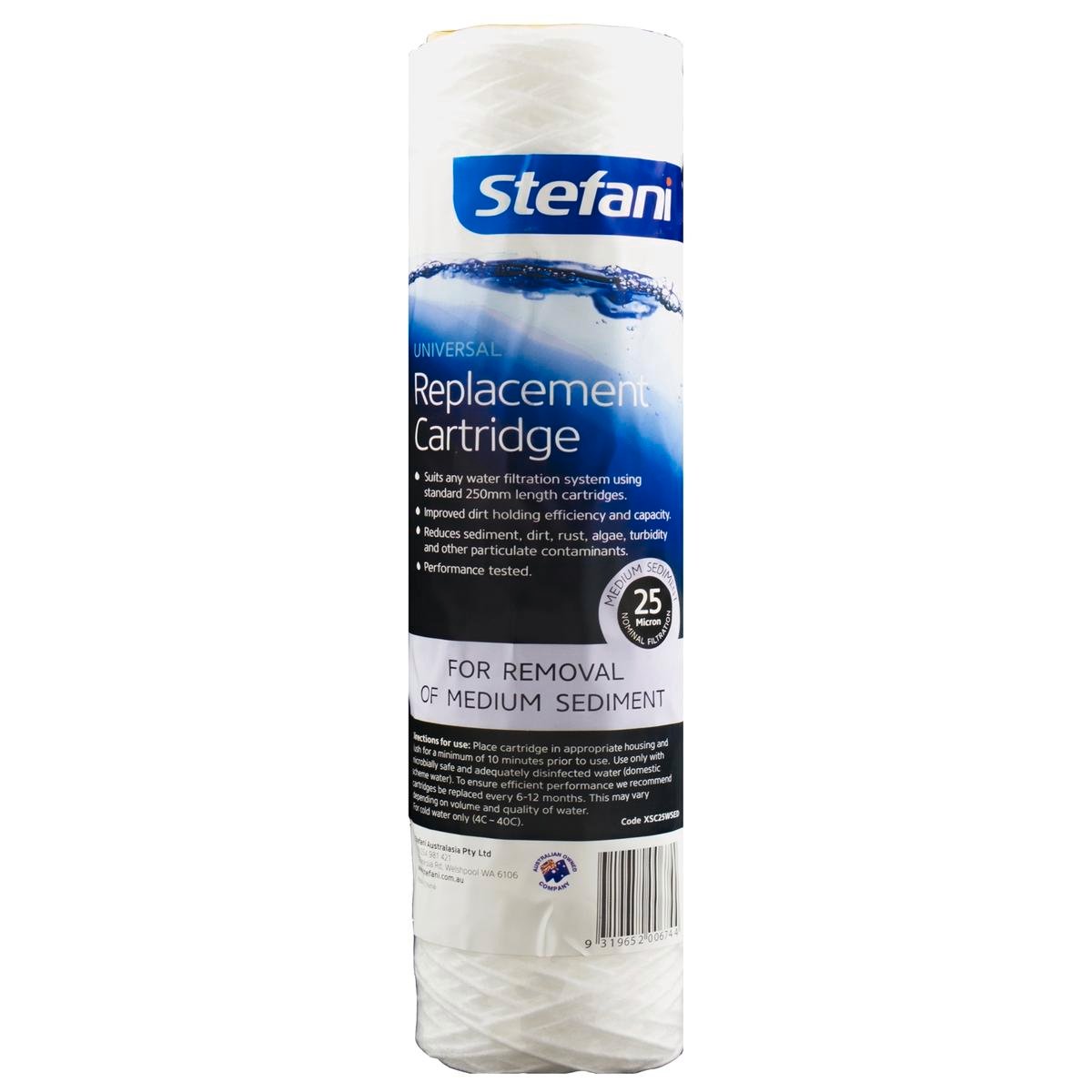Stefani 25 Micron Medium Sediment Cartridge 250mm Polypropylene Filter - SuperSaverAU - view 1