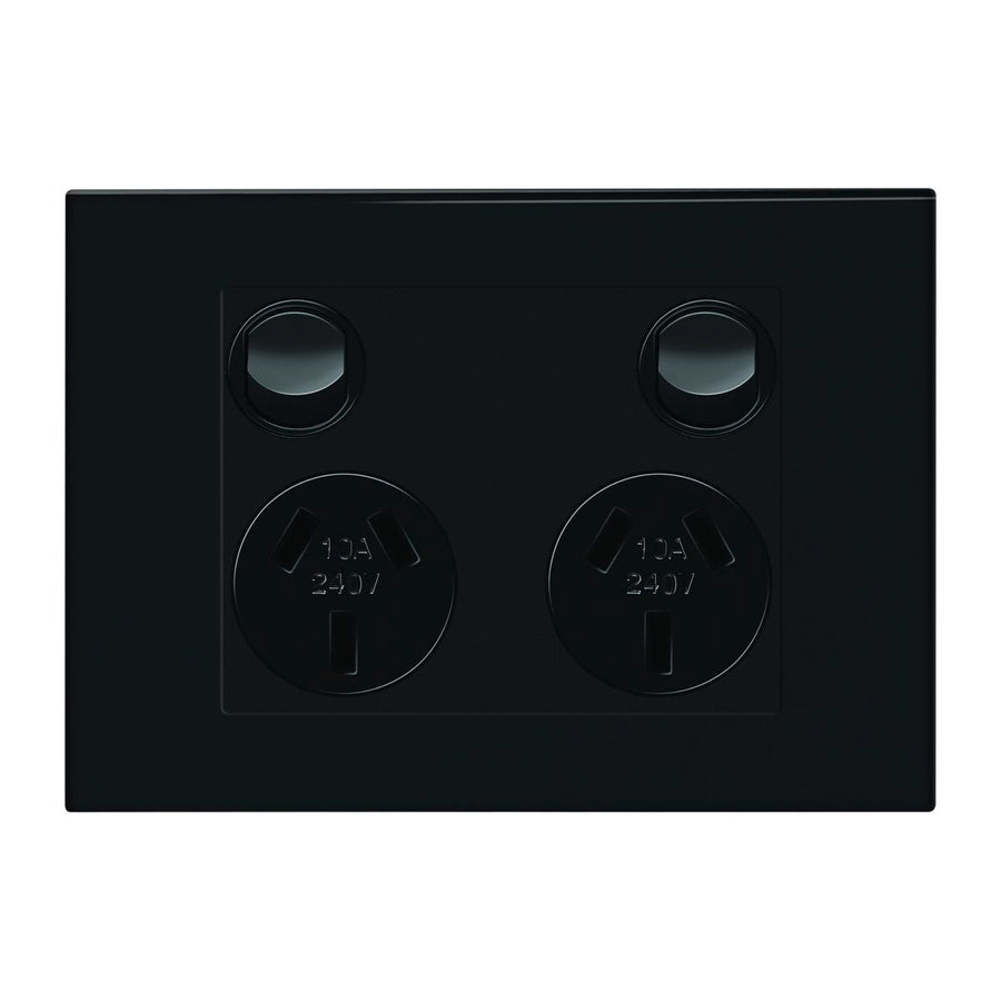 HPM Vivo Double Powerpoint 2 Gang 118mm x 85mm Grey - Safety Shutters, Easy Installation - SuperSaverAU - view 1