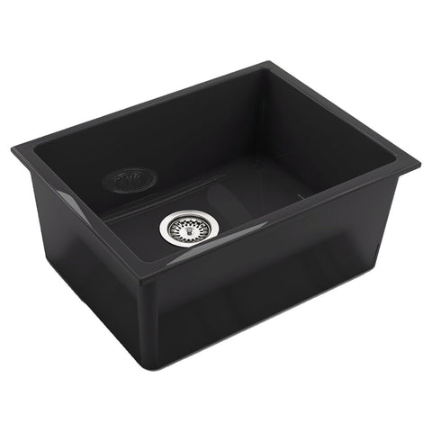 Abey Chambord Constance III fireclay sink - black, single bowl, no tapholes, 7 year warranty - CONSTANCE-3B