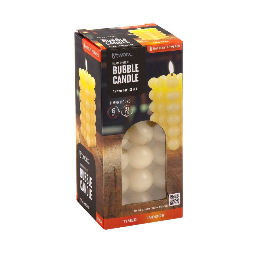Lytworx 17cm LED Bubble Candle - Warm White - Battery Operated - Real Wax - SuperSaverAU - view 1