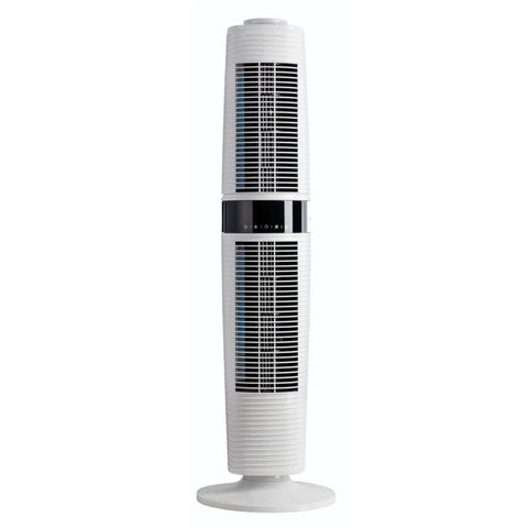 DeLonghi 360 degree dual oscillating tower fan - 3 speeds - remote and timer - White - DETF122WH