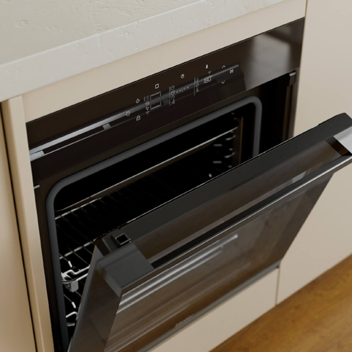 Haier 60cm 500 Series Pyrolytic Oven - 78L, 14 Functions, Steam Assist, Air Fry, Wi-Fi, Black - HWO60S14TPB6