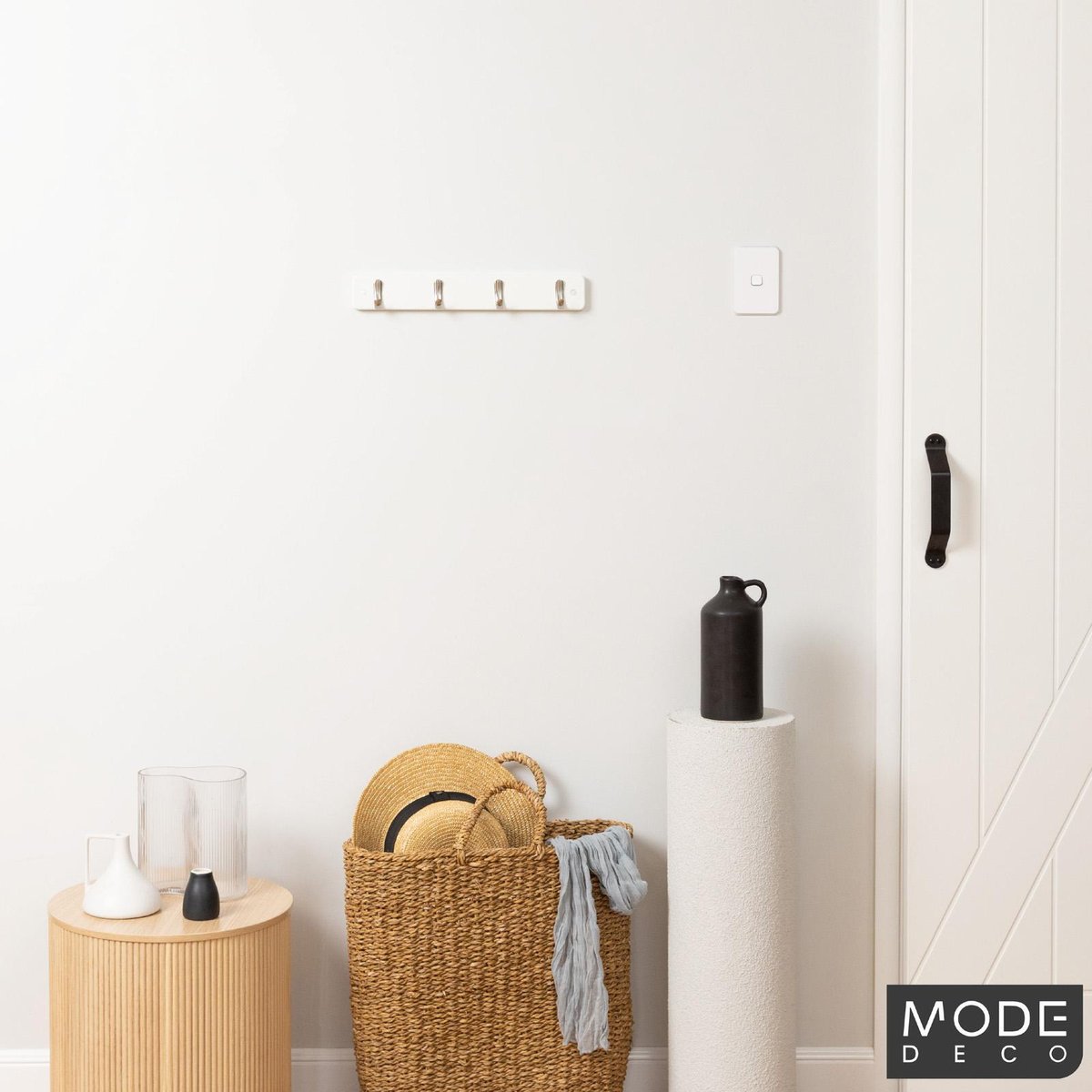 Mode Hook Rack - 4 Brushed Nickel Hooks - White Board - Durable Design - SuperSaverAU - view 2