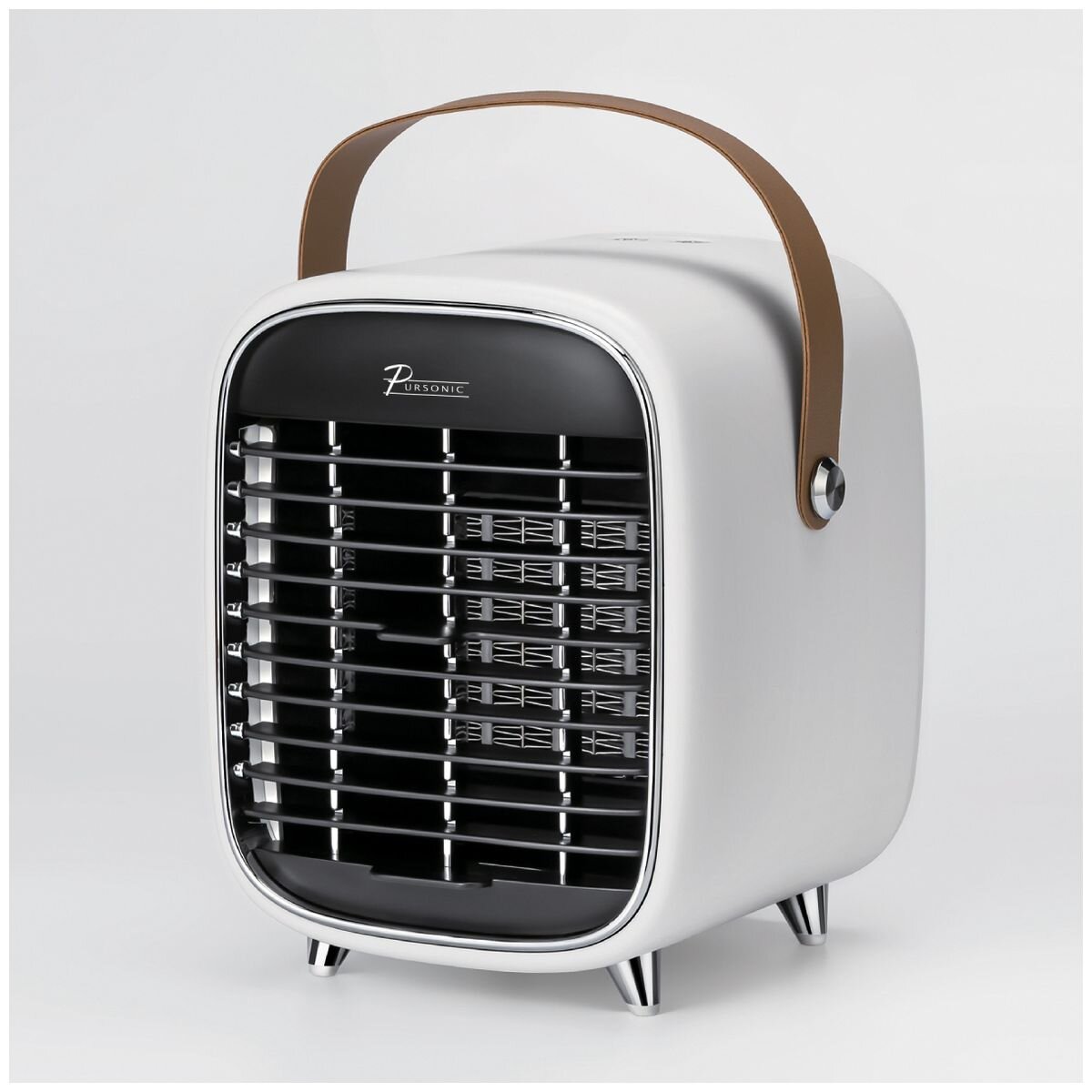 Pursonic Compact Ceramic Heater - White - 3 Heat Settings, Tip-Over Protection - 10004634
