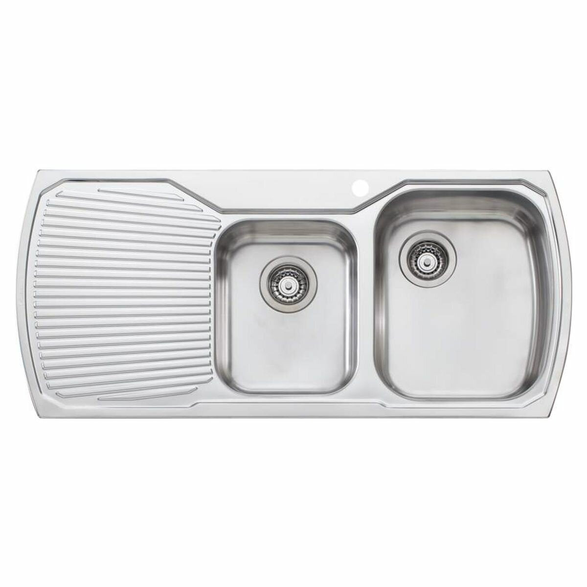 Oliveri Monet 1 and 3/4 Bowl Topmount Sink - Left Hand Drainer - Bamboo Board and Colander - MO7121TH
