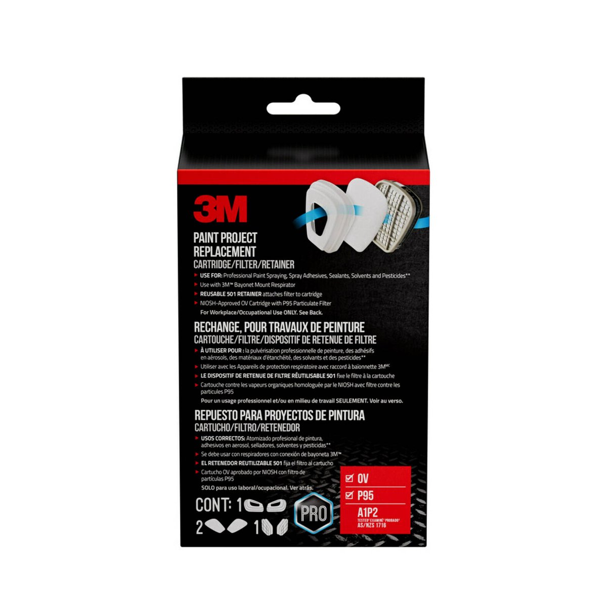 3M Replacement Respirator Kit - 95% Filtration Efficiency - P2 Rated - 198mm x 155mm x 83mm - SuperSaverAU - view 1