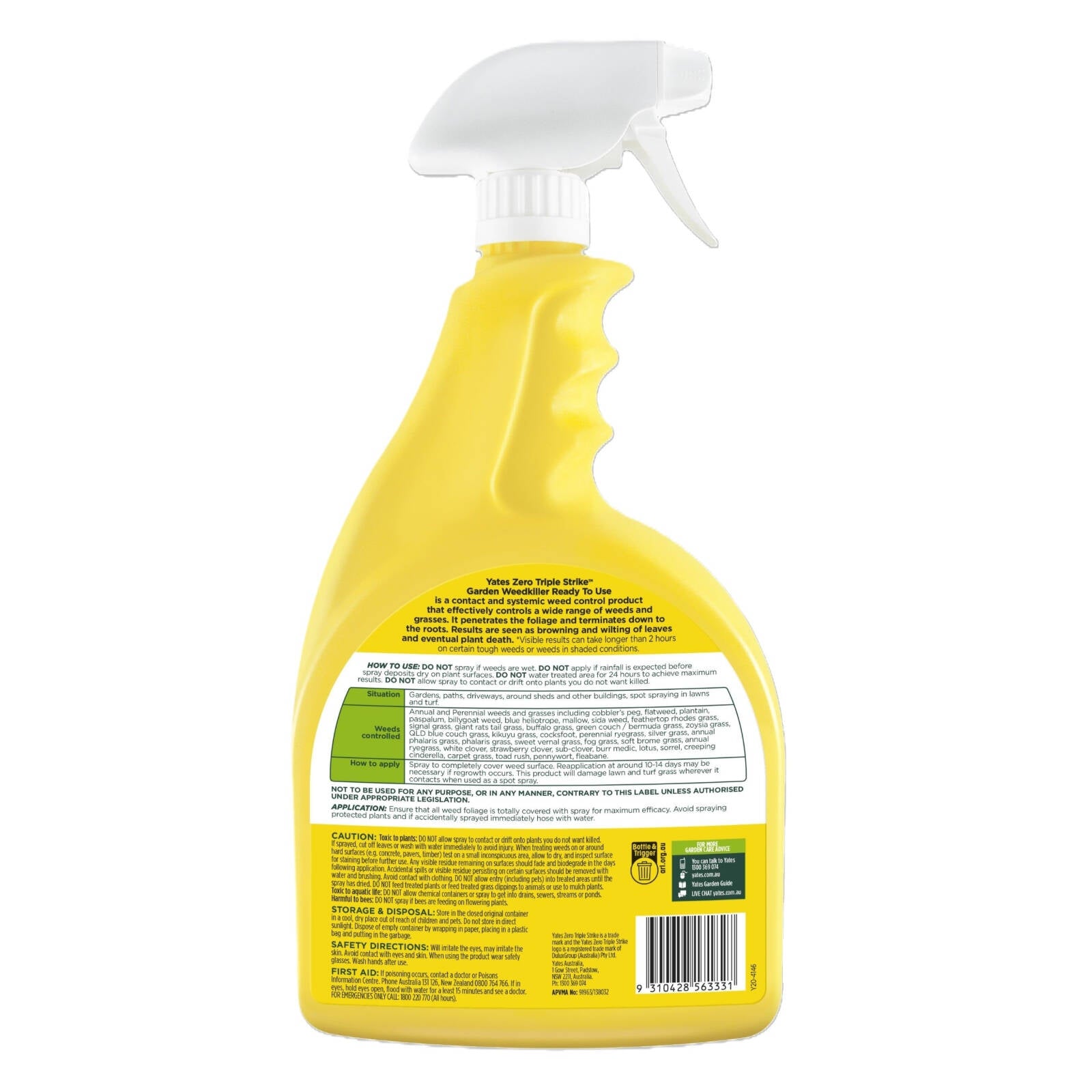 Yates Zero Triple Strike Garden Weedkiller, 1L Ready-to-Use Liquid