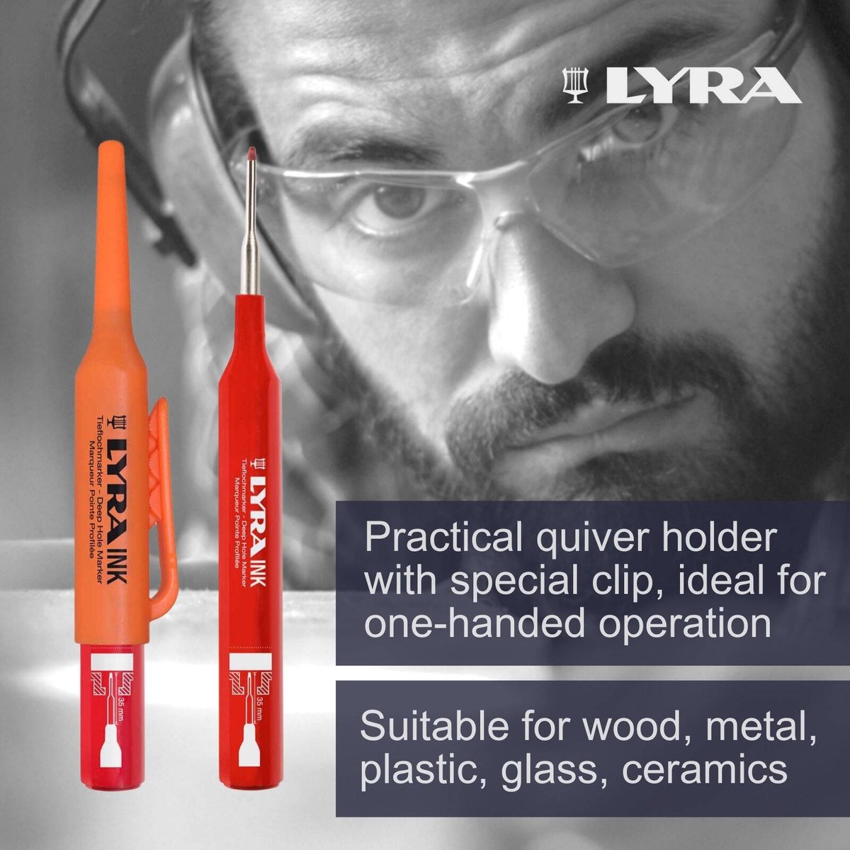 Lyra Red Deep Hole Permanent Construction Marker - 35mm Tip - Precision Marking - SuperSaverAU - view 2