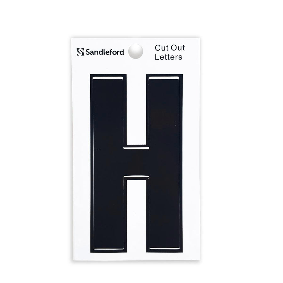 Sandleford 85mm Black Self Adhesive House Letter H - Durable Polycarbonate - SuperSaverAU - view 1