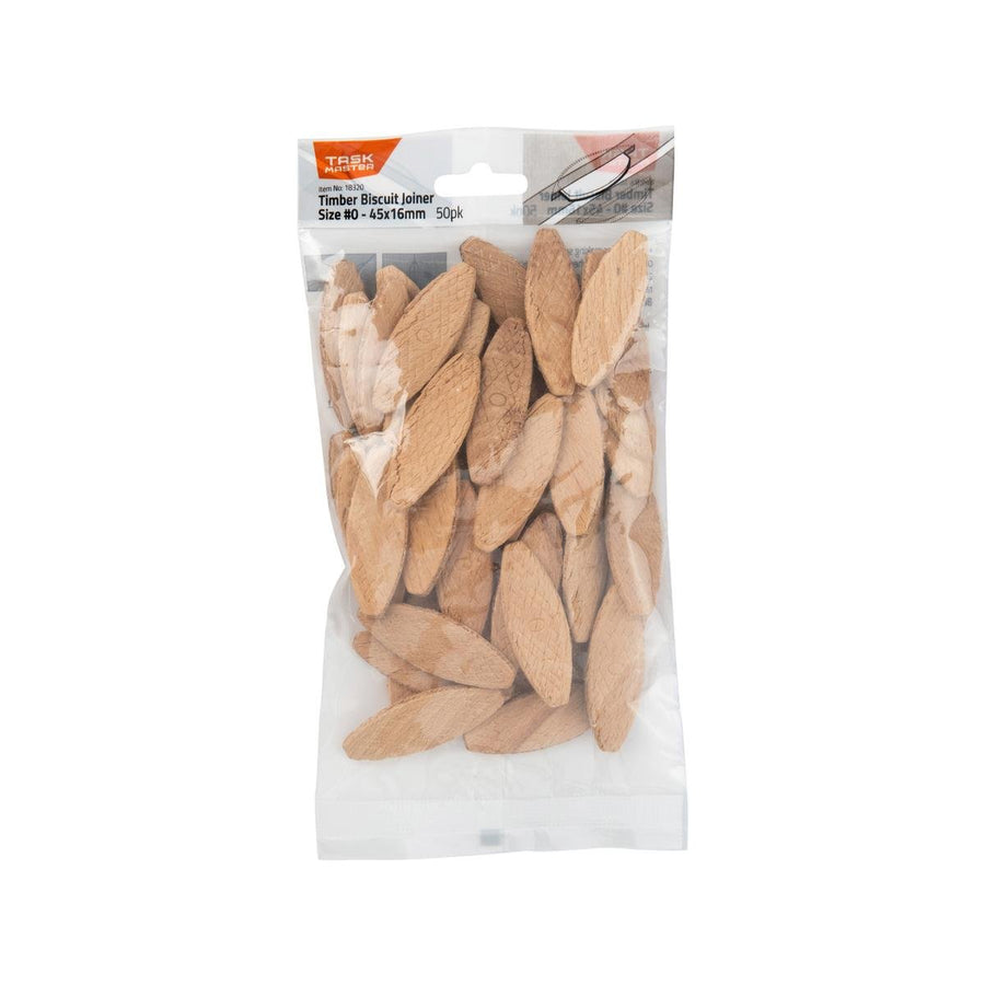 Taskmaster Biscuit Joiner 0 45 x 16mm - 50 Pack - Natural Timber - Accurate Joints - SuperSaverAU - view 1