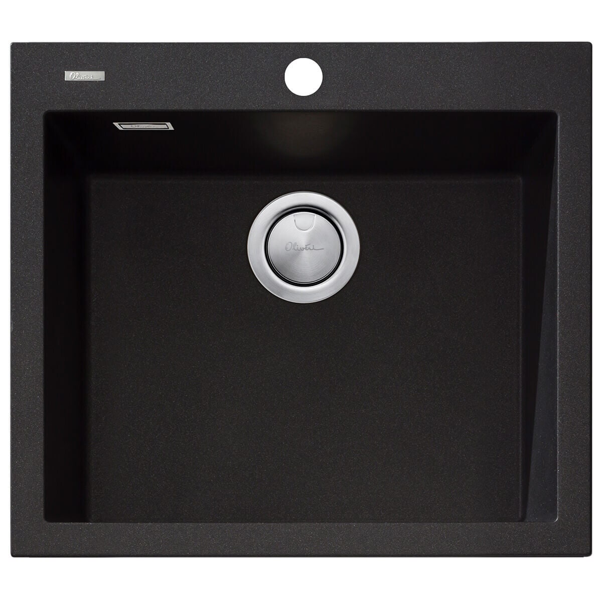 Oliveri Santorini large single bowl topmount granite sink - 39L bowl - black - ST-BL1551-OF