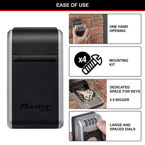 Master Lock Wall Mount Next Gen Key Safe - Steel Combination Lock Box for 10 Keys