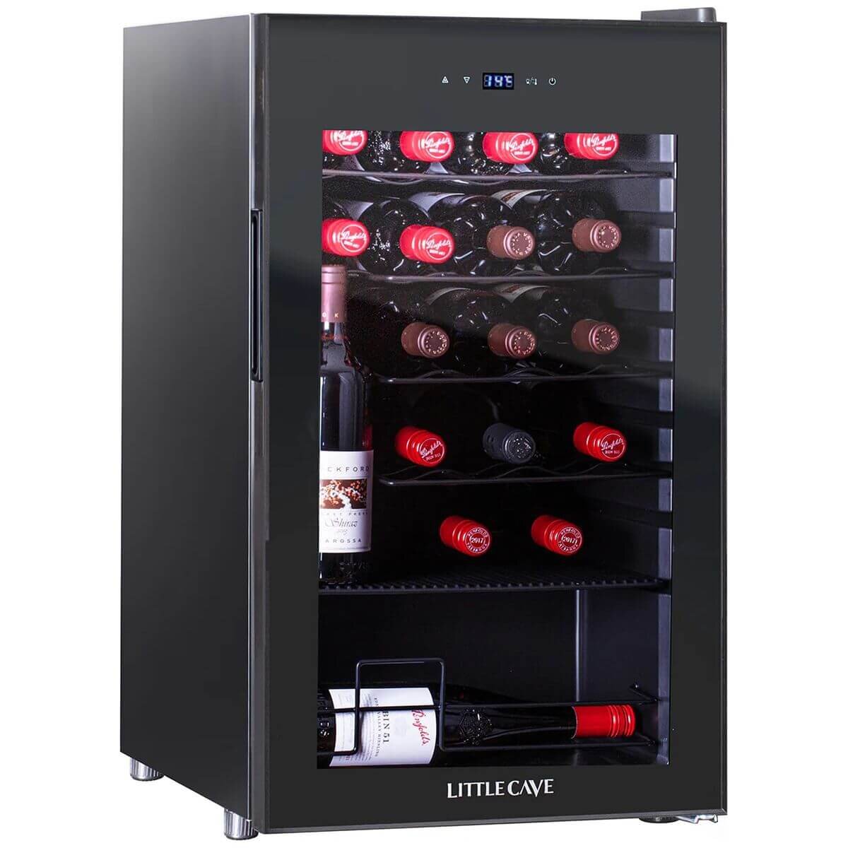 Little Cave 24 Bottle Single Zone Compressor Wine Fridge - Black Glass Door, Touch Pad Controls - LC24SB