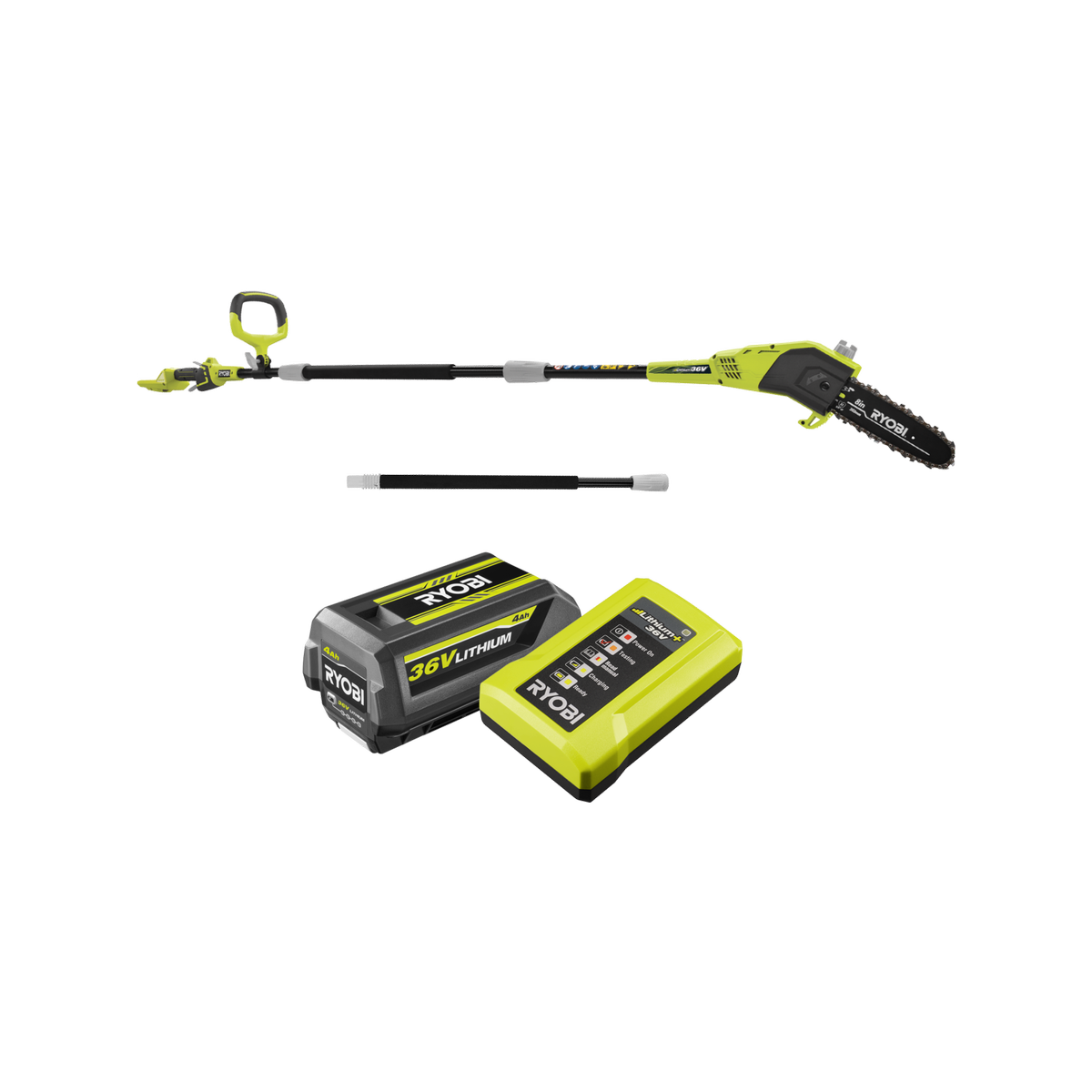 Ryobi 36V Pole Pruner Kit - 8” (20cm) - 4.0Ah Battery - Extension Pole - SuperSaverAU - view 1