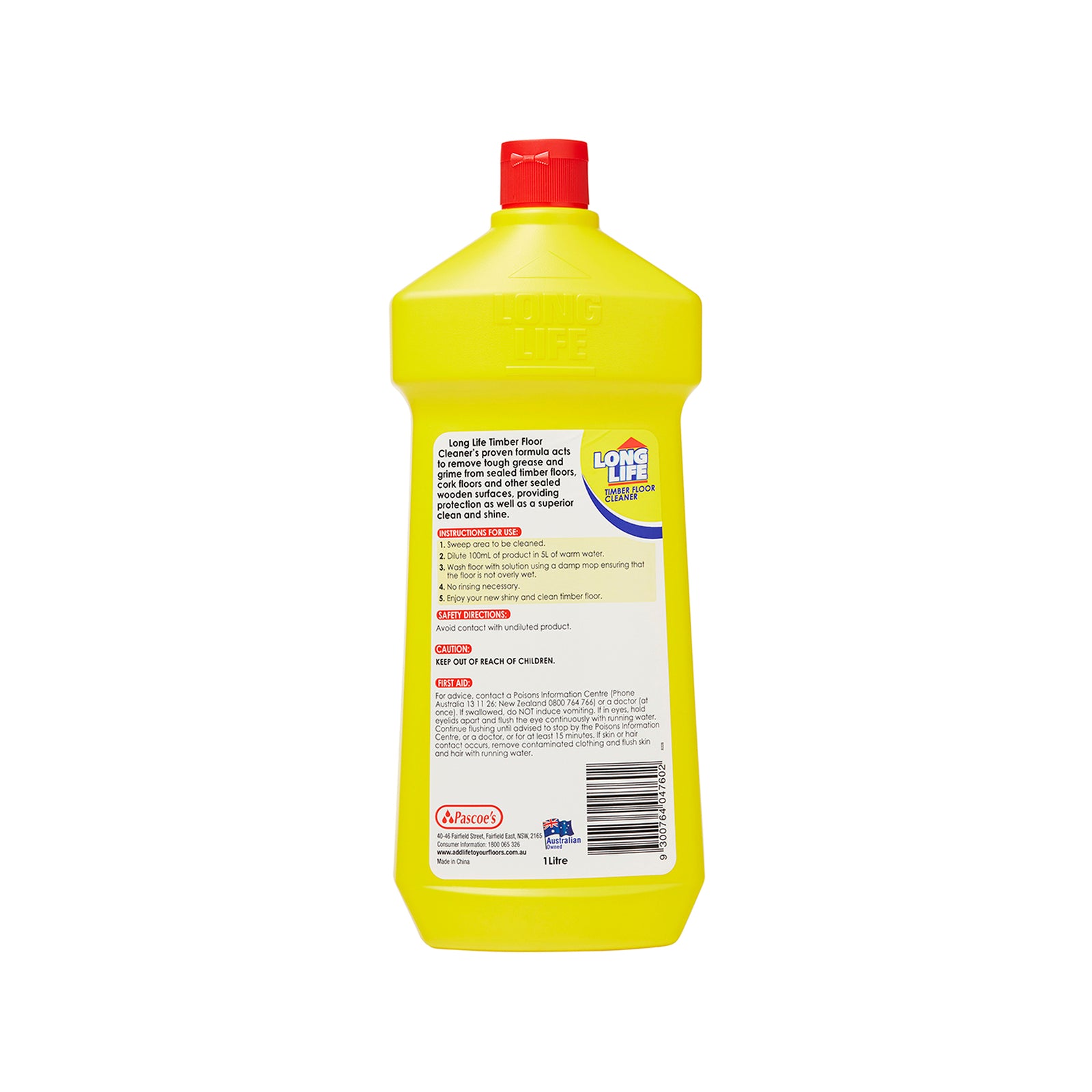 Long Life Timber Floor Cleaner 1L Concentrate - No-Rinse Cleaner for Sealed Timber