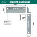 Carinya Reinforcing Angle Bracket - 240mm x 75mm x 50mm - Zinc Plated - Corrosion Resistant - SuperSaverAU - view 4